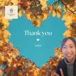 TasHEART結婚相談所の年末のご挨拶。青空と紅葉に囲まれた背景に「Thank you 2025」の文字と、笑顔の仲人カウンセラーの写真